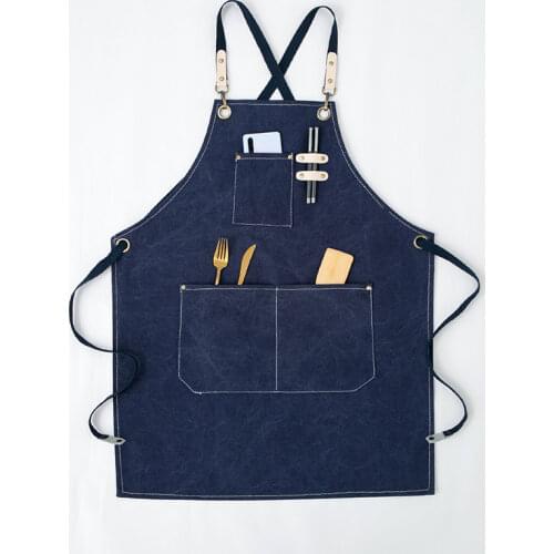 New Fashion Canvas Kitchen Aprons For Woman Men Chef Work Apron For Grill Restaurant Bar Shop Cafes Beauty Nails Studios Uniform