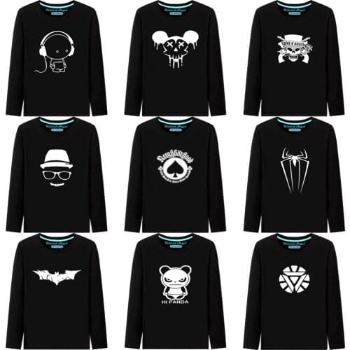 2021 Brand New Long Sleeve Tops 3-15T Children Luminous T-Shirt Funny Game Harajuku Kids Cotton Tops Cool Kids Boys Girls Tees