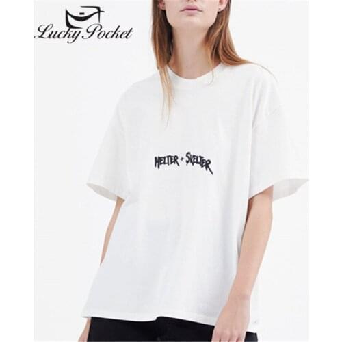 New Women Summer White O-Neck Cotton Letter Print T-shirt Female Fashion Couple Plus Size Tees Ladies Brand Casual Tops ZM170