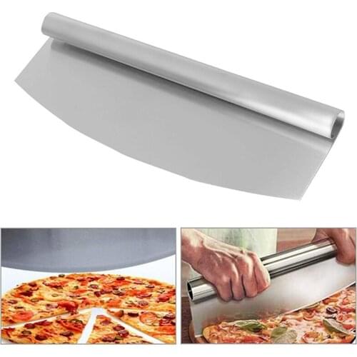 Stainless Steel Pizza Cutter Pastry Rocker Blade Rocking Pizza Knife Home Canteen Kitchen Party Rocker Style Slicer Tool