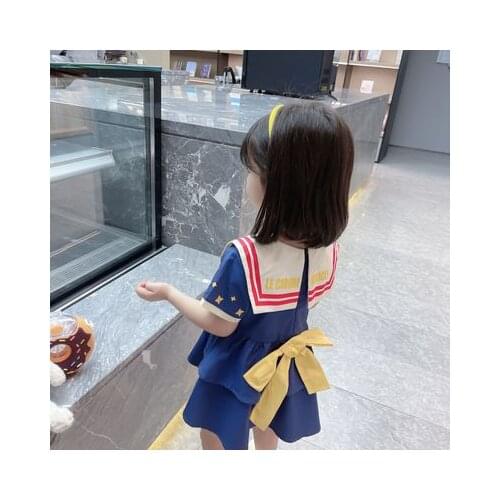 Girls' dresses for spring 2021 new childrens western-style skirts, childrens fashion, baby skirts, five-pointed star, blue cak