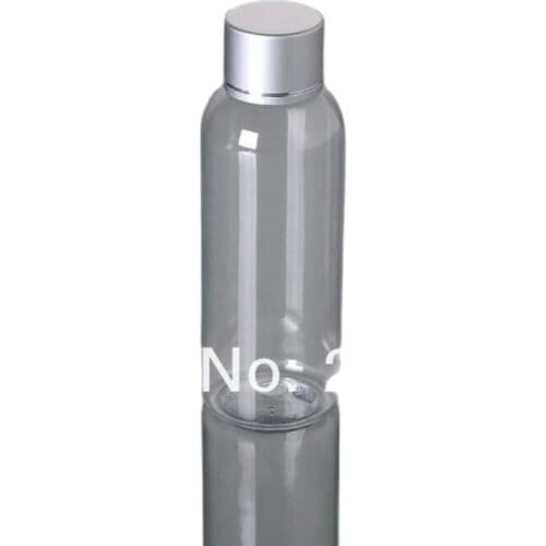 120ML round shoulder transparent plastic /PET bottle or toilet water botter bottle or cosmetic packing with matt silver lid