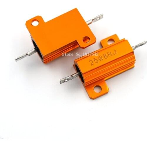 RX24 25W 8R 8RJ Power Metal Shell Aluminium Gold Resistor 25Watt 8 ohm High Power Heatsink Resistance Golden Heat Sink Resistor
