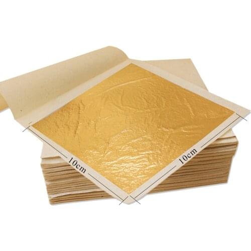 100pcs Edible Gold Leaf Sheets 10cm Gold Foil Practical 24K Gold In Craft Paper Arts Cake Decoration Wall Handicrafts Gilding
