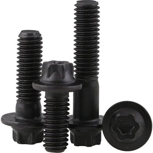 5/10/20Pcs Torx Head Flange Hex Bolts Plum Outer Hexagon Screws 12.9Grade M5 M6 Six Lobe Hexagon Truss Head Bolts