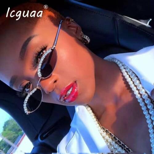 Luxury Brand Designer Cat Eye Sunglasses Women 2019 Crystal Men Diamond Oval Sun Glasses Alloy Eyeglasses Gafas Glasses UV400