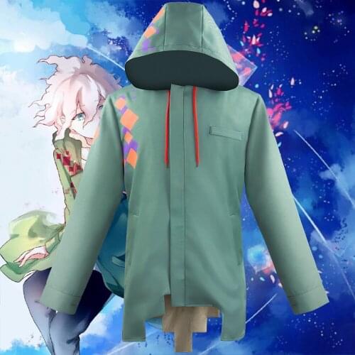 Super Danganronpa 2 Nagito Komaeda Nagito Army Green Color Jacket Men Hoodies ONLY Cosplay Costume with Real Pocket Stock Tshirt