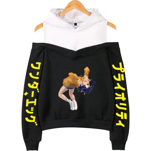 2021 Wonder Egg Priority Hoodies Off Shoulder Sweatshirt Streetwear Graphics Print Ohto Ai Hoody Cotton Spring Hoodie Clothes