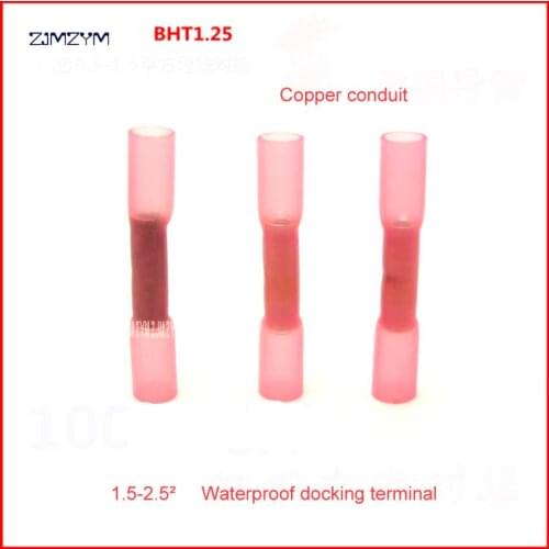 10pcs Waterproof Solder Seal Heat Shrink Solder Butt BHT1.25 / BHT2 Insulated Electrical Wire Cable Crimp Terminals Connectors