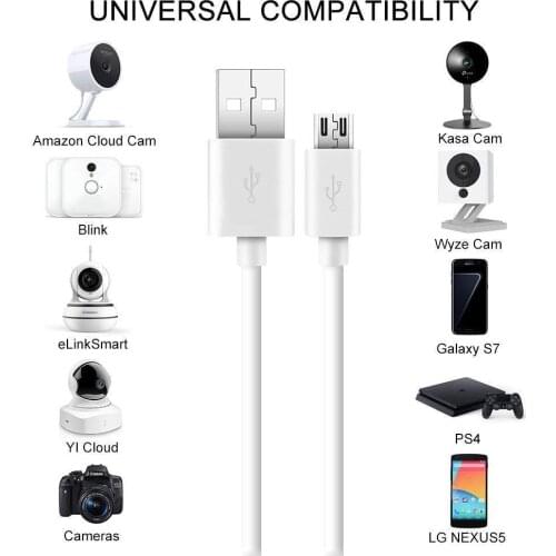 Wyze Cam Pan, YI Camera, Nest Cam Indoor, Netvue, Kasa Cam Indoor, Furbo Dog, Blink, USB to Micro USB power cord