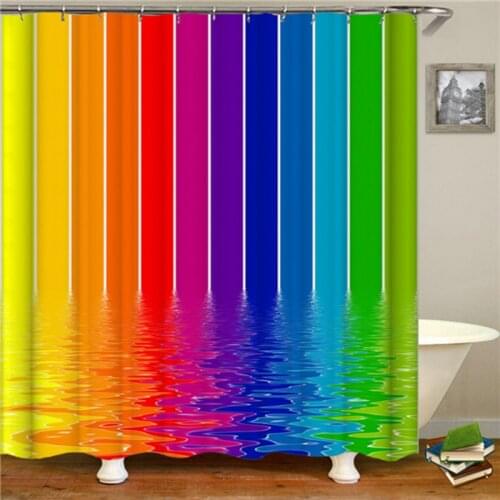 Colorful Rainbow Stripes Pattern Shower Curtain Bathroom Waterproof Polyester fabric Home Decor Washable Bath Curtains180*180cm