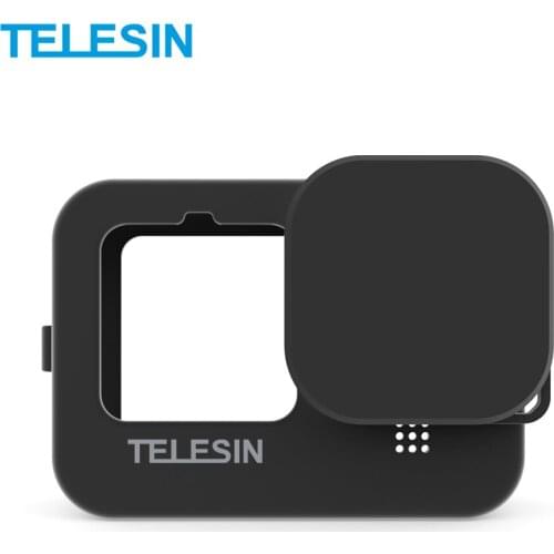 TELESIN Action Camera Protective Case Cover Soft Silicone with Lens Cap Lanyard Protection Accessories for GoPro Hero 9 Camera