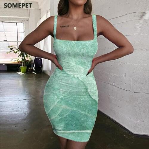 SOMEPET Mint Dress Women Green 3d Print Psychedelic Bodycon Dress Abstract Ladies Dresses Womens Clothing Summer Beach Beach
