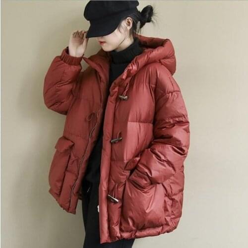 Winter Coat Women Solid Color Cotton Padded Coats Lady Thick Warm Hooded Parka Female Casual High Quality Outerwear X386