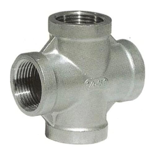 1/2" DN15 Female BSPT Thread Pipe Fitting 4 Way Stainless Steel SS304 Cross Type Coupling Pipe Connector