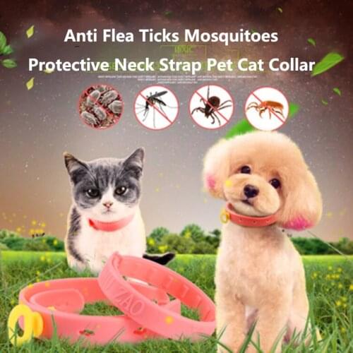 1pc PINK Adjustable Outdoor Dog Collar Anti Flea Ticks Mosquitoes Protective Neck Strap Pet Cat Collar