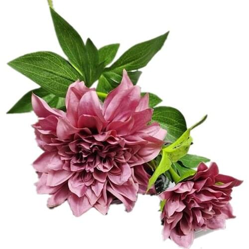 11pcs Artificial Dahlia Simulation Silk Single Stem Gerbera two heads/piece for Home Party Wall Decoration
