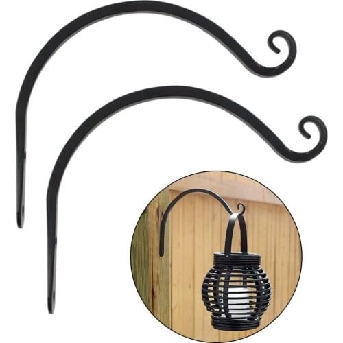 2pcs Professional Wrought Iron Metal Wall-Mounted Hanging Lantern Holder Basket Bracket Balcony Home Bird Feeding Plant Flower
