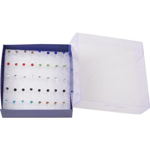 20 Pairs Colorful Faux Rhinestone Decor Plastic Ear Studs Earrings