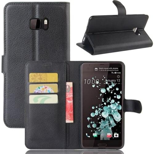 30pcs/lot Lichi grain wallet PU Leather stand+TPU Cover Case with card slot for HTC U Play / U11/Ocean Note U Ultra /One X10
