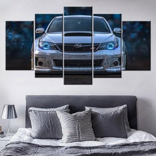 5 Pieces Canvas Wall Art Subaru Racing Car Paintings HD Printed Posters Modular Pictures For Living Room Decor