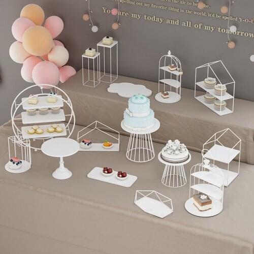 6/7/8/12 pcs Set White Cake Stands Sets for Home Tableware Dessert Bakeware Coffee Shop Party Food Display Photograph Props