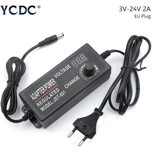 AC 100-240V DC 3-24V/ 3-12V 2A/5A 48W/60W Max Adjustable Adapter Power Supply US/EU TYPE LED Display Adapter Volt Regulated