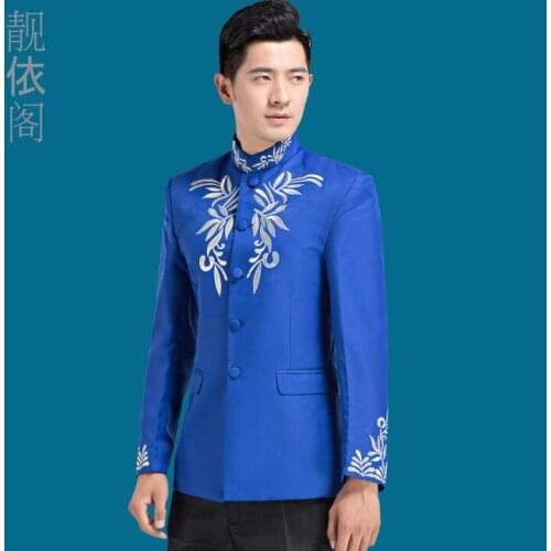 Embroidery blazer men formal dress latest coat pant designs suit men costume chinese tunic suit marriage wedding suits for mens
