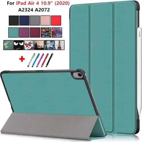 For iPad Air 4 Case 10.9 2020 PU Leather + Hard PC Back Cover For Funda iPad Air 4 Air4 10.9 Case Tablet 2020 10 9 inch Caqa+Pen