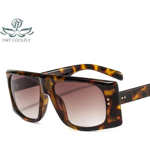 D&T 2020 New Square Sunglasses Women Men Rectangle Fashion Luxury Leopard Color Lens PC Frame Party Beach Cool Sunglasses UV400