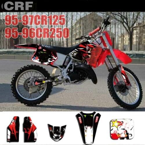Free Custom Dirt Bike Team Graphics Backgrounds Decals 3M Stickers Kit For Honda CR125 CR 125 1995-1997 CR250 CR 250 1995-1996