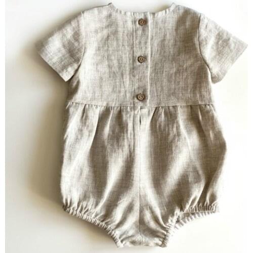 Korean Style Summer Toddler Baby Boys Girl Romper Cotton Short Sleeve Cotton Linen Infant Baby Girls Boys Jumpsuit