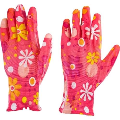 Breathable Gardening Gloves Flower Print Nylon PU Gloves Women Non-slip Housework Cleaning Gloves Protecter Household Gloves