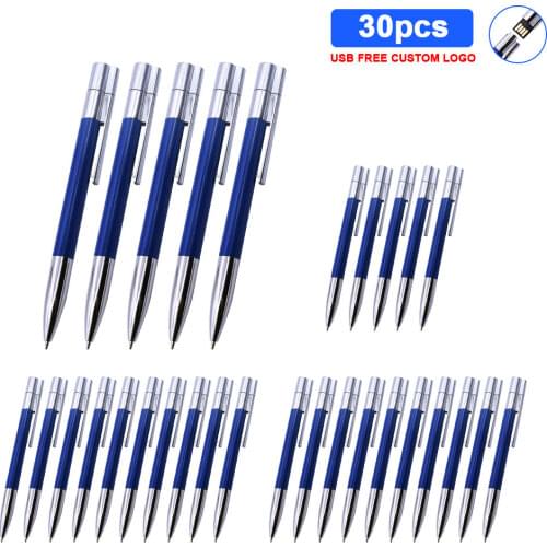 30pcs/lot New Arrival USB 2.0 Pendrive Ballpoint Flash Drive Study Gifts Usb Drive 4GB 8GB 16GB 32GB 64GB Memory Stick Free Logo