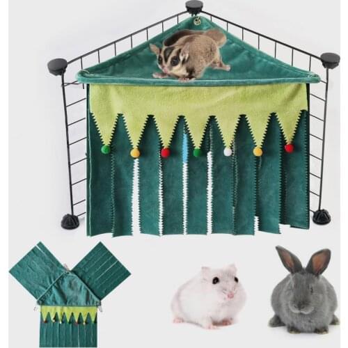 Hamster Hammock Soft Pet Sleeping Bed Three-side Tassel Pet Hideaway Breathable Small Animal Corner Hideout for Ferrets Cages
