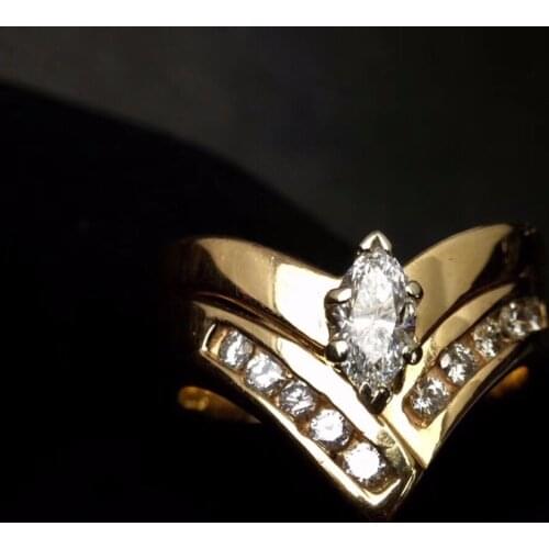 Diamond Ring 0.65ct Pure 14 K Real Gold Jewelry 100% Natural White Diamonds Jewelry Females Wedding Males Engagement Rings