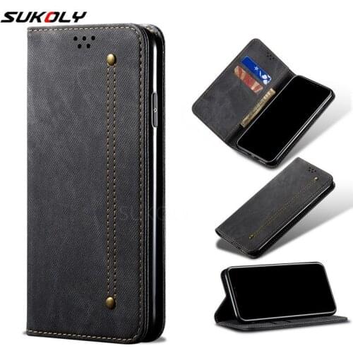 For iPhone 12 11 12 Pro Max Flip Denim pattern Leather Card Slots Wallet Case For iPhone XS XR 8 7 6 Plus Shockproof Stand Cover