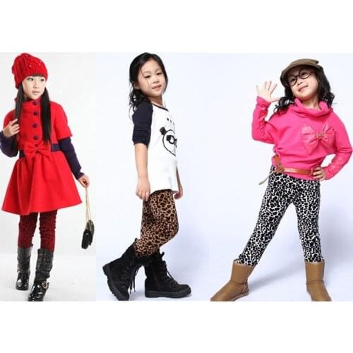New Girls' Leopard leggings Children Fall Winter Warm Thicken Pants Baby/Kids Clothing For 3-7yrs Fashion Trousers Free Shipping