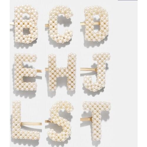 LUNA CHIAO 2020 Spring Summer Trendy Popular Braided Pearl Hair Clips Alphabet Monogram Pearls Hair Clip Barrettes