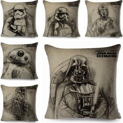 Cushion Cover 45x45cm Movie Star Wars Decor Yoda Darth Vader Splatter Plush Soft Pillowcase Home Decoration Pillow Case Toy