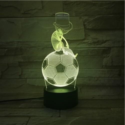 Soccer Night Light LED 3D Illusion Nightlight with Touch Switch Desk Lamp Bluetooth Speaker 16 Colors Decor Football Fans Gift
