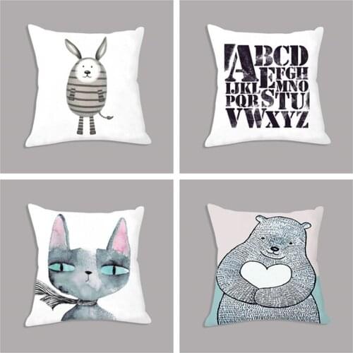 Nordic Seat Cushion Rabbit Bear Cat Minimalist Modern Throw Pillow Cartoon Decorative Cushion for Sofa Kids Gift Party Decor