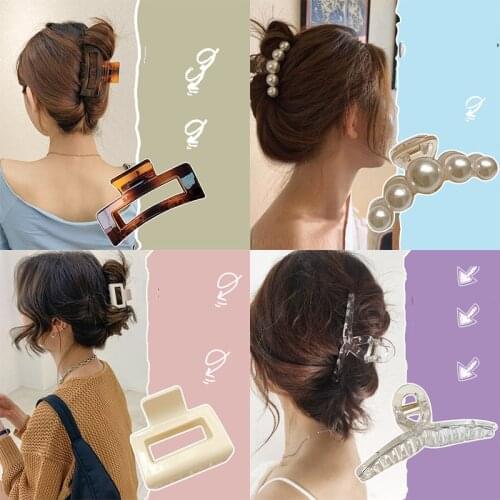 New Fashion 2020 Hyperbole Big Pearls Acrylic Hair Claw Clips Big Size Makeup Hair Styling Barrettes for Women Hair Accessories