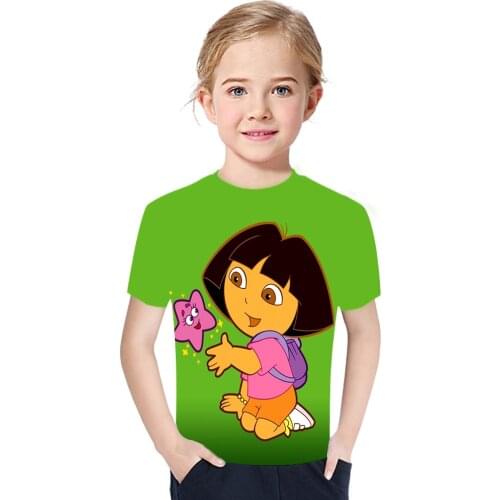 New 2021 Dora The Explorer Childrens Cartoon T-Shirt 3D Printing Boys And Girls Fashion Cute Short Sleeve Foreign Style Top