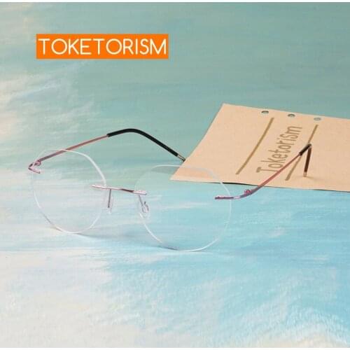 Toketorism Rimless Optical Glasses for Women Fashion Mens Eyeglasses Frame for Myopia