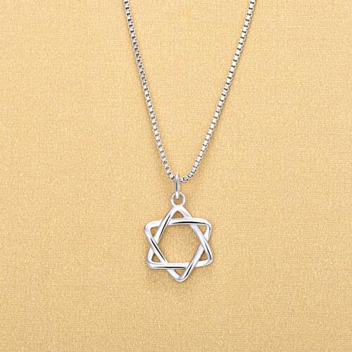 Geometric Wholesale 925 Sterling Silver Single Hollow Six Star Pendant Necklaces For Women Collar Jewelry 2018