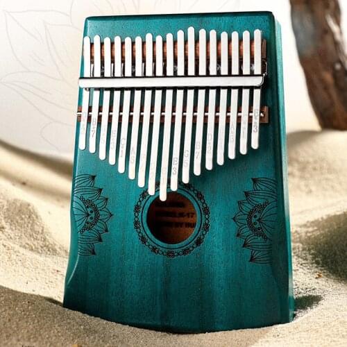 17 Key Kalimba Thumb Piano Full Pack Lotus Pattern Design Finger Piano Mahogany Wood Body Mbira Musical Instrument for Kids