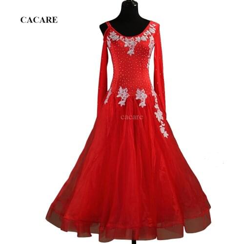 Ballroom Waltz Dresses Dance Competition Dresses Standard Dress Women Customized Size D0473 Rhinestones Appliques Big Hem