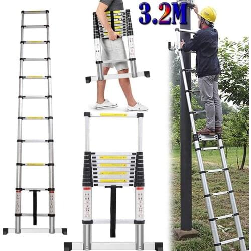 Portable Lightweight Telescopic Aluminium Ladder Multifunction Ladder 3.2m Folding Extendable Stepladder Home Part HWC
