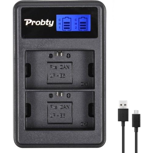 Probty LP-E6 LP E6 LPE6 LCD USB Dual Charger for Canon EOS 5DS 5D Mark II 5D 6D 7D Mark II 60D 60Da 70D 80D DSLR Camera